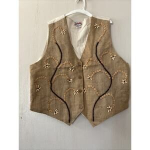 APPEAL VINTAGE RAFFIA WOOD BEAD STITCH BEST WOMENS XL (extra Large)